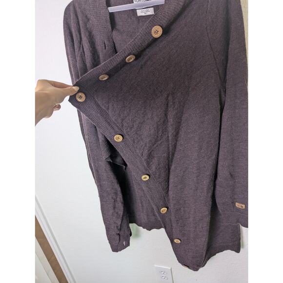 The North Face 100% Wool Purple Brown Button Cardigan Sweater Women XL Outdoorsy - Picture 5 of 14